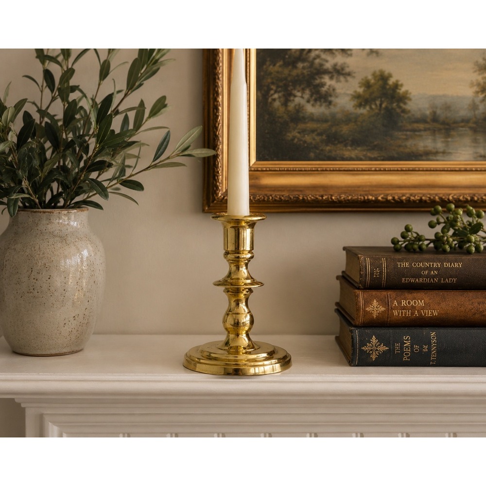 Baldwin Brass Candlestick Holder Forged in America Polished Gold Tone 5 inch